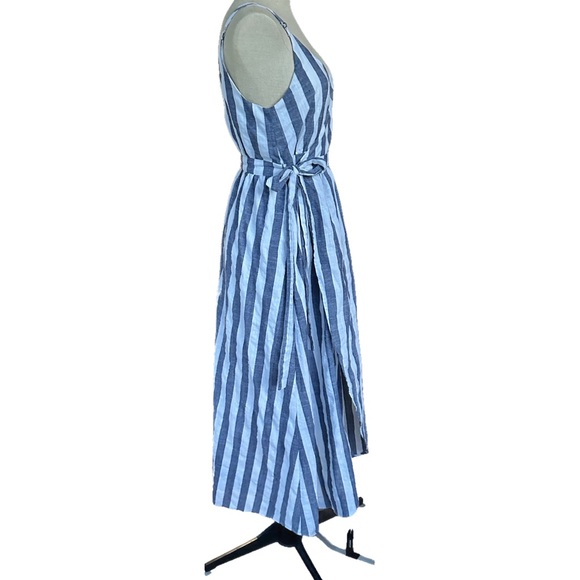Listicle Striped Linen Wrap Sleeveless Maxi Dress LARGE - Picture 6 of 8